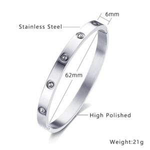 Finely carved 6mm [ten diamonds] zircon 19#Steel color inner diameter 52x62mm