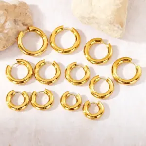Wholesale Women's Simple Ring Round Earrings Titanium Steel 304 Stainless Steel Stud Earrings Direct Supply