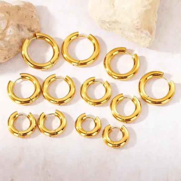 Wholesale Women's Simple Ring Round Earrings Titanium Steel 304 Stainless Steel Stud Earrings Direct Supply