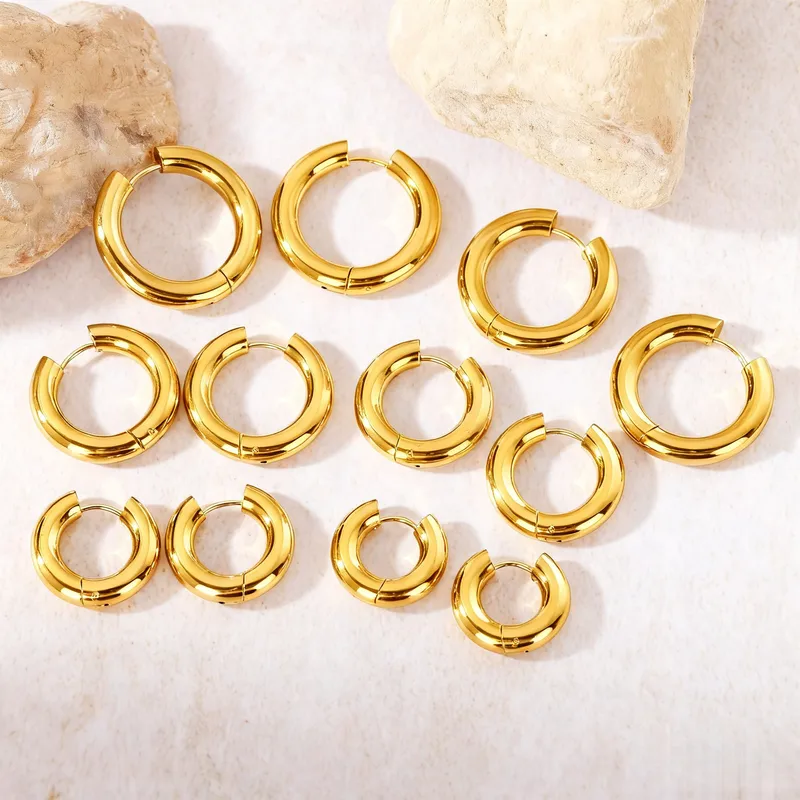 Wholesale Women's Simple Ring Round Earrings Titanium Steel 304 Stainless Steel Stud Earrings Direct Supply