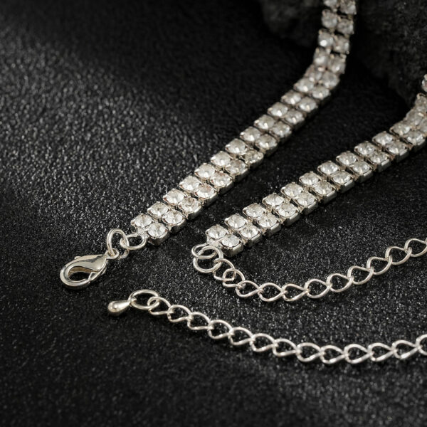 oly-c3315e5dbb9f4be7cf779dd1f67f36ec Wholesale promotion personality necklace fashion simple double-layer rhinestone necklace adjustable collar necklace