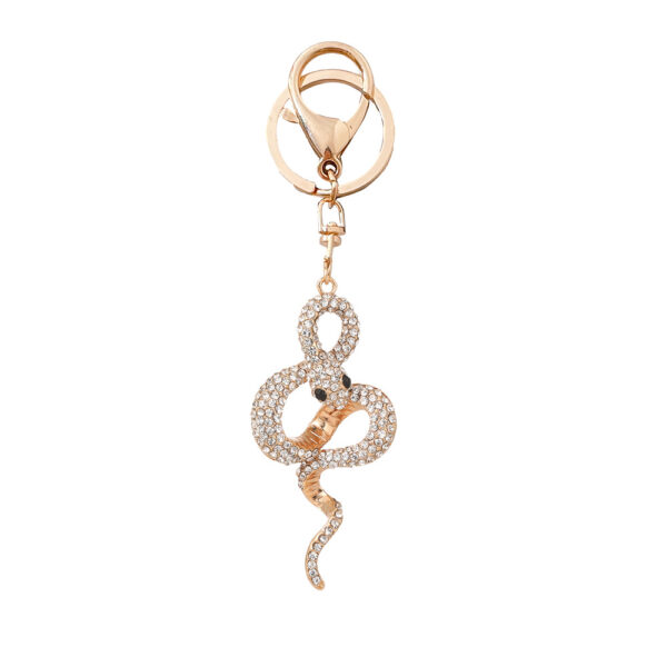 oly-c3375e456662ec4cb08f16a74bce413e Wholesale Zodiac series metal diamond animal snake key chain pendant exquisite bag ornaments small gifts