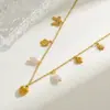 Wholesale Stainless Steel 18K Gold Plated Multi-Pendants Necklace Imitation Pearl Embedded Zircon Heart Sakura Design Casual Romantic Artistic