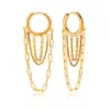 Wholesale Gold Stainless Steel Tassel Earrings Women's Jewelry Daily Wear Holiday Date Simple Classic Style Vacuum Plated 18K Gold