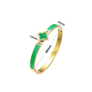 18k four-leaf clover bracelet-gold green