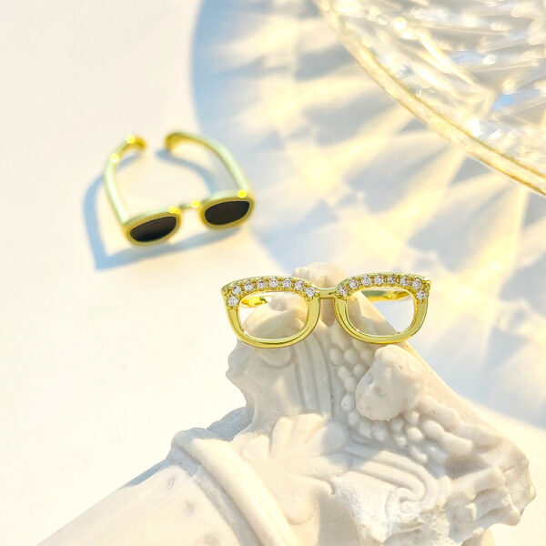 oly-c34f90a22680c0440c8f6861eec750f0 Wholesale Mini Between-finger Glasses Ring Women's Distinctive Creative Opening Adjustable Dieting Finger Ring Couple's Ring Tide