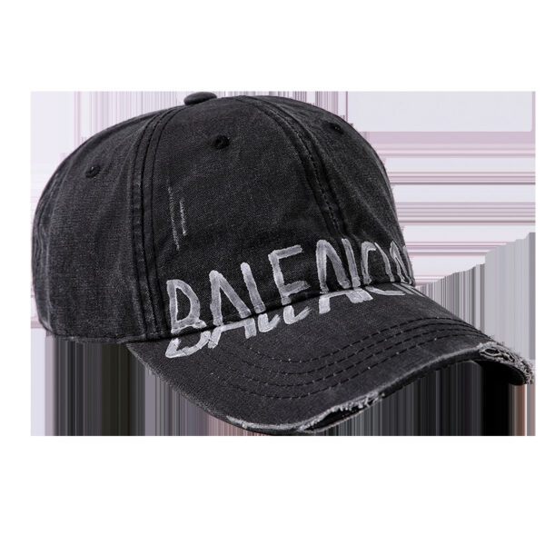 oly-c3518fba7495c72865a409cd1ef6c6c3 Wholesale American Style Retro Washed Handwritten Letter Baseball Cap Women's Wide Brim Big Head Face Small Soft Top Duck Tongue Hat for Men