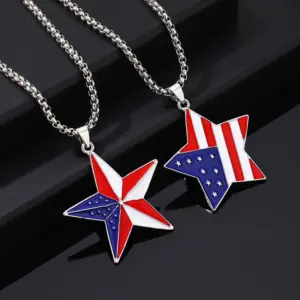 Wholesale American Flag Pendant With Pentagram Design, Perfect For Independence Day Celebrations