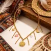 oly-c360f4a7f0a77b30b3de9a6a4f8c37f4 Wholesale Sun Necklace For Women, Waterproof Non Tarnish 304 Stainless Steel With 18K Real Gold Plated And Zircon Inlay, Electroplated