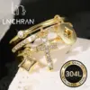 Wholesale Women’s Cross Ring In 304 Stainless Steel With Waterproof Non Tarnish PVD Coating And 18K Real Gold Plated, Featuring Zircon Inlay
