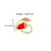 Wholesale Petal Open Ring For Women Featuring Natural Stone Inlay With 18K Real Gold Plated Copper And Water Plating Stone Texture