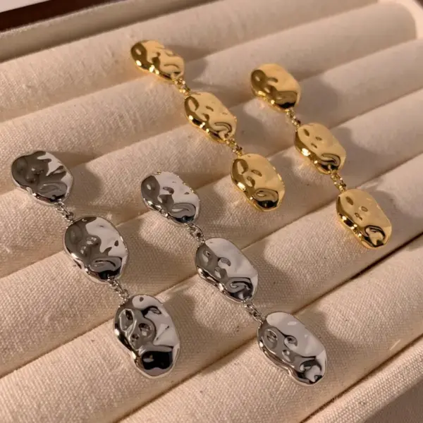 Wholesale PVD Coated Real Gold Plated 16K White Plating Solid Color 304 Stainless Steel IG Style Modern Classic Waterproof Non Tarnish Drop Earrings