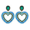 Wholesale Valentine's Day  Love earrings fashion color alloy rhinestone hollow love earrings jewelry