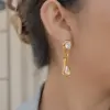 Wholesale Geometric Earrings For Women In Waterproof 304 Stainless Steel With 18K Gold Plated PVD Coating And Zircon Inlay