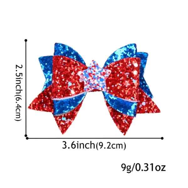 Wholesale 75th National Day Bow Hair Clip Onion Pink Swallowtail Star Hair Clip Festival Party Hair Accessory Shiny Sequins