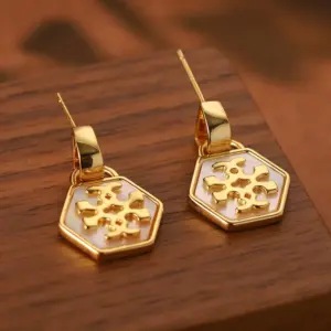 Wholesale Hypoallergenic Shell Stud Earrings For Women In Copper With KC Golden UV Plated Finish