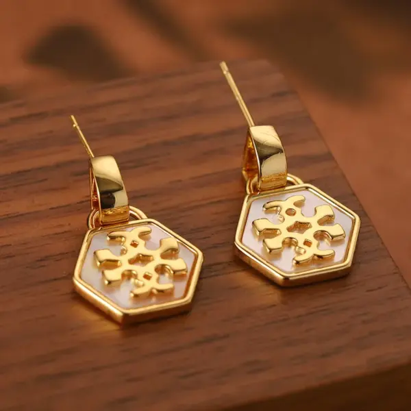 Wholesale Hypoallergenic Shell Stud Earrings For Women In Copper With KC Golden UV Plated Finish