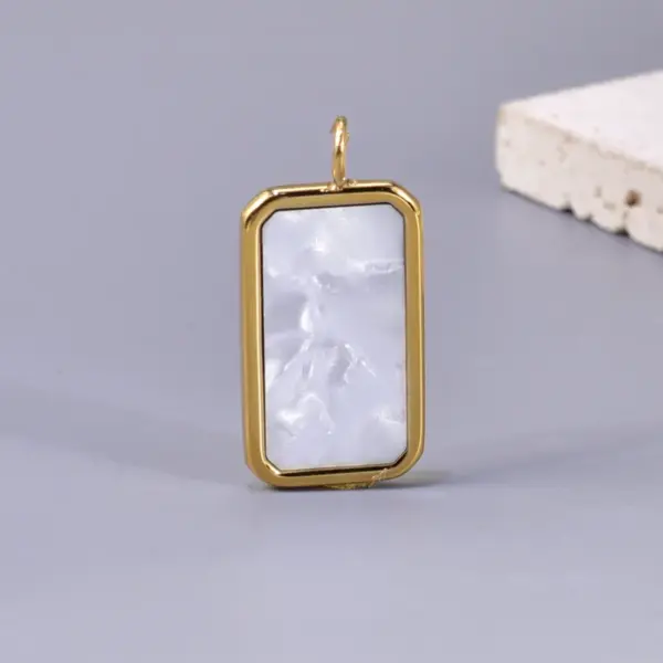 Wholesale 304 Stainless Steel Square PVD Coated Shell 18K Real Gold Plated 18K Gold Simple Style Waterproof Non Tarnish Plating Inlay Gold Drop Earrings