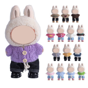 Wholesale 15cm Pendant Rab Cloth Clothes Knitted Sweater with Jeans Replacement Shoes Keychain Vinyl Clothes
