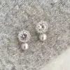 Wholesale Snowflake Electroplated Silver Plated Brass Stud Earrings With Pearl Inlay For Women