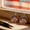 Wholesale Retro Rose Print Drop Earrings In White & Red Acrylic With 304 Stainless Steel Ear Pins For Women