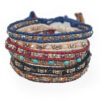 oly-c3e52762674d208334626d1a331f71c1 Wholesale color narrow round double braided rope bracelet ethnic style exotic retro silver beaded jewelry