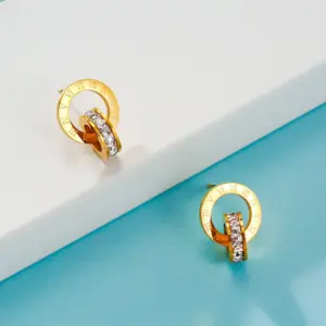 E0271-Double Ring-Earrings- Gold