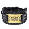 oly-c40302a79805bb914f246852445dd406 Wholesale Totem Genuine Leather Top Layer Cowhide Bracelet Nordic Viking Ring Odin Symbol Handmade Leather Bracelet Unisex Travel