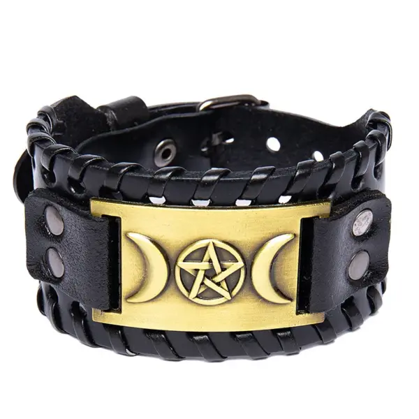 oly-c40302a79805bb914f246852445dd406 Wholesale Totem Genuine Leather Top Layer Cowhide Bracelet Nordic Viking Ring Odin Symbol Handmade Leather Bracelet Unisex Travel
