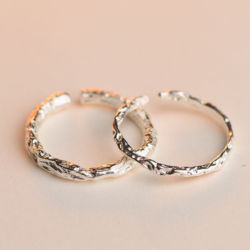 Wholesale S925 Sterling Silver Wood and Branch Couple Ring Niche Design Student Male and Female Pair Ring Hand Ornaments Valentine's Day Gift