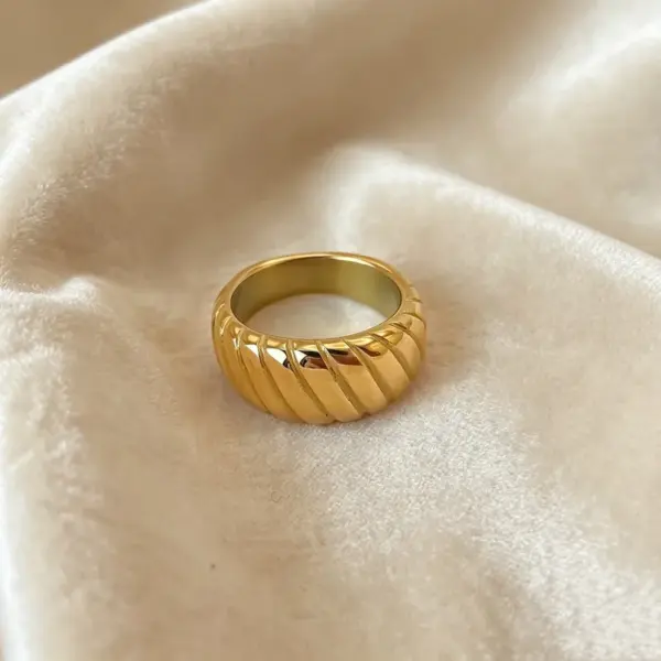 Wholesale Unisex Geometric Rings In 316 Stainless Steel With 18K Real Gold Plated PVD Coated Hypoallergenic Finish