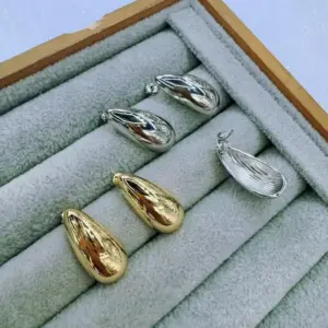 Wholesale 18K Gold Plated Water Drop Earrings For Women, Casual Elegant Jewelry Accessories, Gold Steel Color Romantic Simple Style