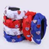 Wholesale American Independence Day Wide Fabric Heart Star Headband Party Holiday Hair Accessories Black White Green Red Dark Black Pink