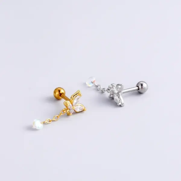 oly-c4326c96458c7281ef82d0ae10d4b3f7 Wholesale 1 Piece 316L Stainless Steel Copper Zircon Ear Cartilage Rings & Studs Heart Shape Waterproof Non Tarnish Surgical Steel Women'S