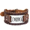 oly-c435b3ac226b3906f23dcc2bb397f9eb Wholesale Totem Genuine Leather Top Layer Cowhide Bracelet Nordic Viking Ring Odin Symbol Handmade Leather Bracelet Unisex Travel