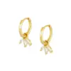 Wholesale Copper Shamrock PVD Coated Zircon 18K Real Gold Plated Simple Style Shiny Inlay Drop Earrings