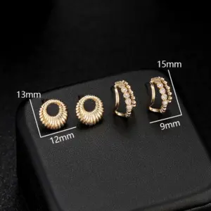 Wholesale Irregular Stud Earrings Featuring Electroplated Copper With Zircon Inlay And 925 Sterling Silver Ear Pins