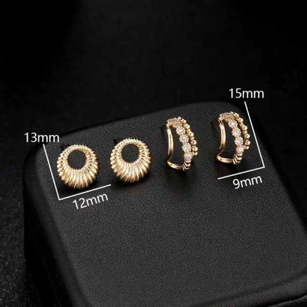 Wholesale Irregular Stud Earrings Featuring Electroplated Copper With Zircon Inlay And 925 Sterling Silver Ear Pins