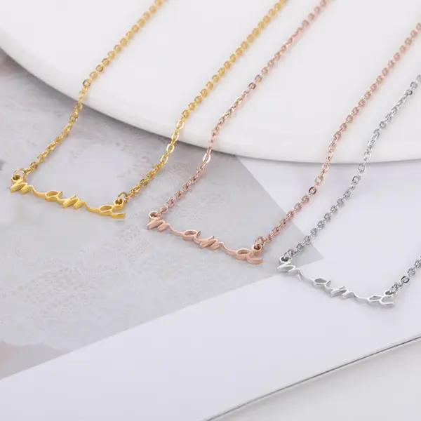 Wholesale PVD Coated Real Gold Plated Letter 304 Stainless Steel MAMA Simple Style Waterproof Non Tarnish 304 Stainless Steel Lobster Trigger Clasp Closure Necklace