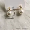 Wholesale Three-dimensional Geometric Drop Earrings For Women In Copper With KC Golden Water Plating And Artificial Pearl Inlay