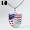 Wholesale 304 Stainless Steel American Flag Eagle Hip-Hop Rock Punk Square Pearl Chain Pendant Necklace