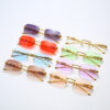 Wholesale cheetah decorative frameless square sunglasses color men and women retro leopard head metal sunglasses eyes