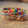 oly-c48afdd3d253a35f67ca35eda54153ab Wholesale heart-shaped 5-color natural Emperor stone leather wrapped bracelet woven multi-layer bracelet manufacturer