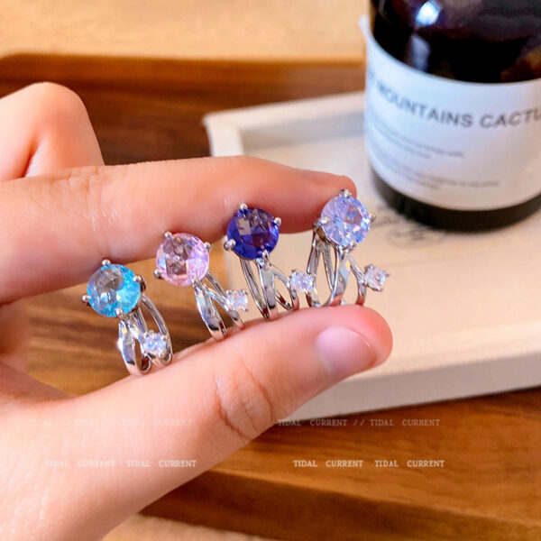 Wholesale Light Luxury and Versatile Colorfulful Zircon Rabbit Ear Clips for Women Niche Design High-End Non-Pierced Ear Bone Clip Earrings