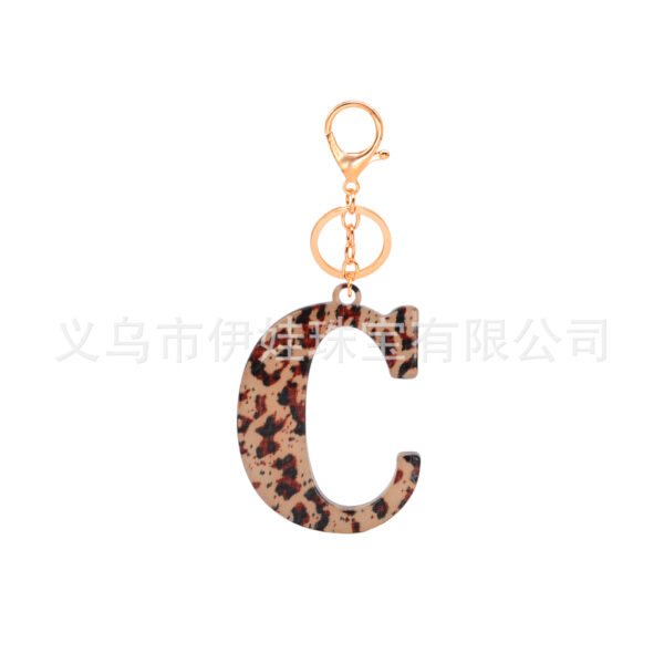 oly-c48ffbe02370a3ddb4c4199a604836bc Wholesale Acrylic leopard print letter keychain 26 letters complete creative fashion jewelry transparent pendant gift