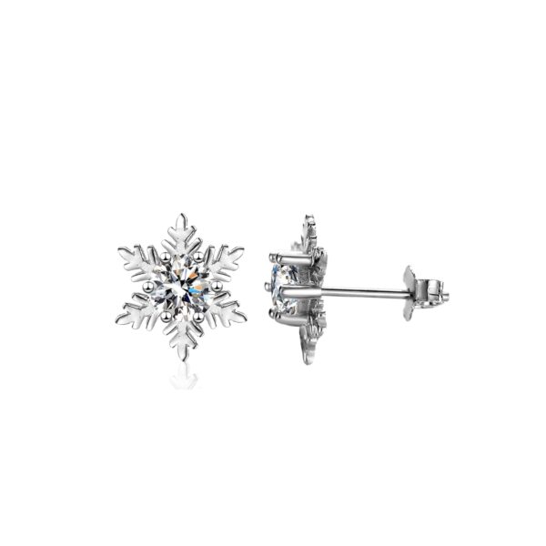 oly-c495e9258350934305e5cc112019e9dc Wholesale S925 Sterling Silver Platinum-Plated Snowflake Six-Prong Simple Elegant Earrings with a High-End Design, a Gift for Girlfriend or Lover