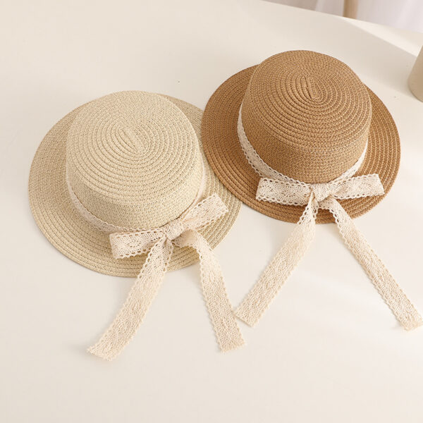 Wholesale Baby Girl Sun Hat Kidsren's Straw Hat Princess Beach Lace Bow Foldableing Sun Protection Sun Hat for Beach Outings