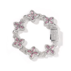 Silver pink zirconium / 22inch necklace