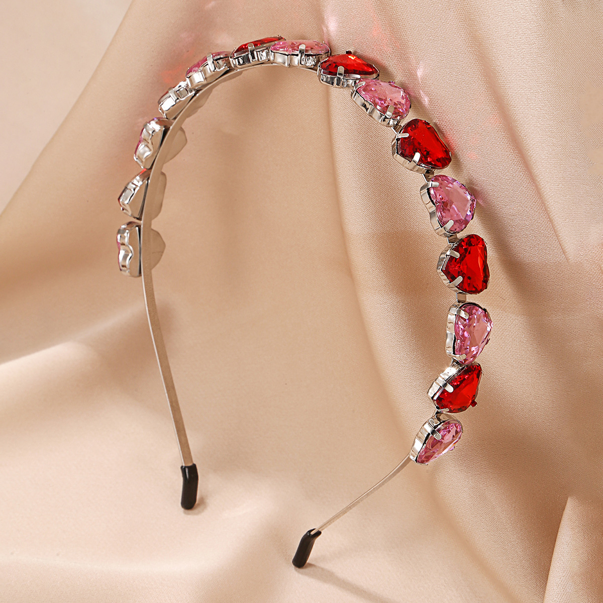 Wholesale Cross-border Simple Fashion Environmental Protection Metal Material Peach Heart Gem Hair Hoop Women's Valentine's Day Mother's Day Hair Acce