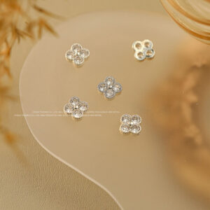 Single White Zircon Four-leaf Clover-Silver #05